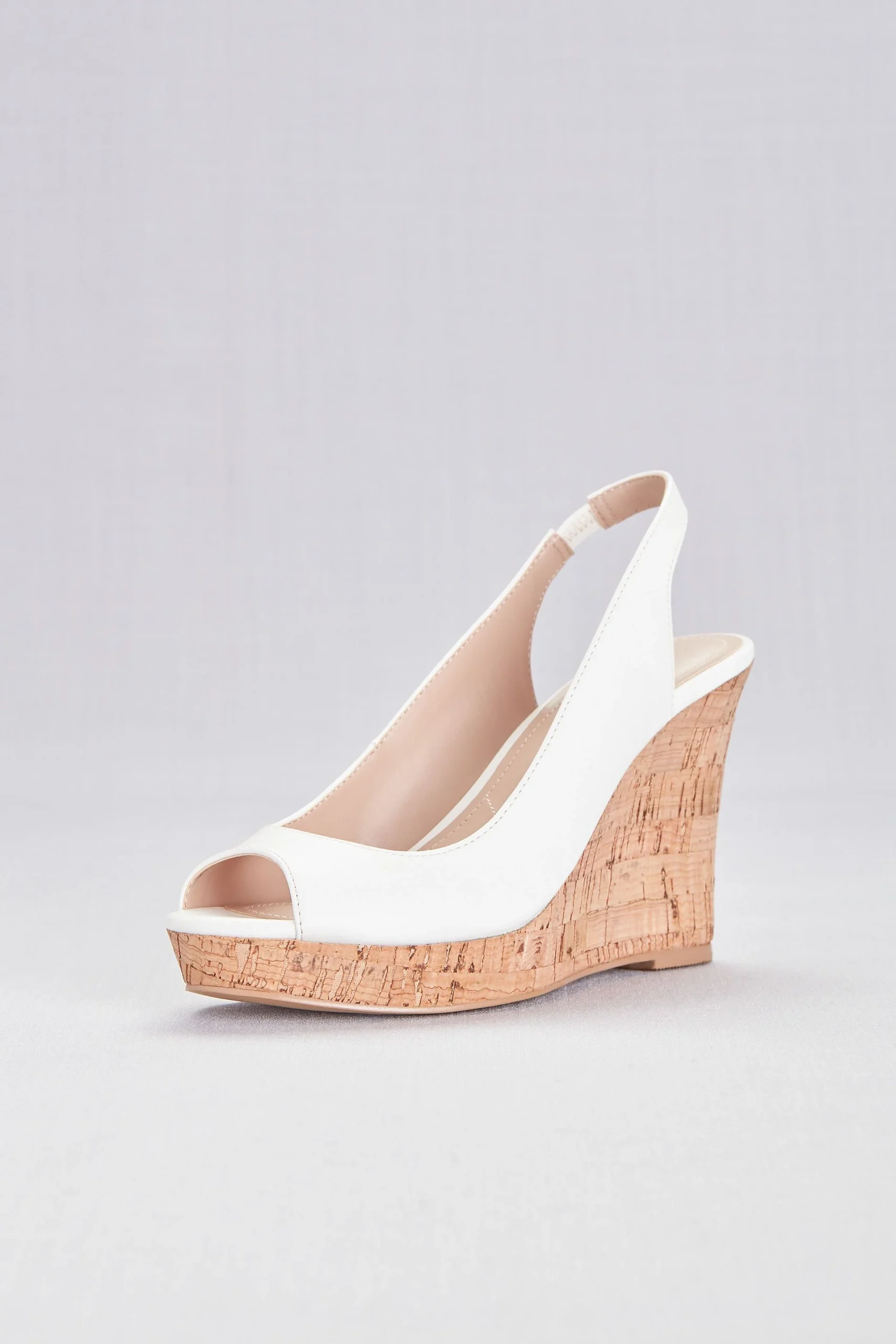 Peep-Toe Slingback Cork Wedge Sandals
