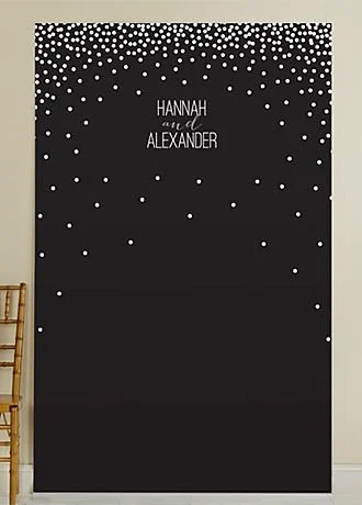 Personalized Black and White Dotted Photo Backdrop