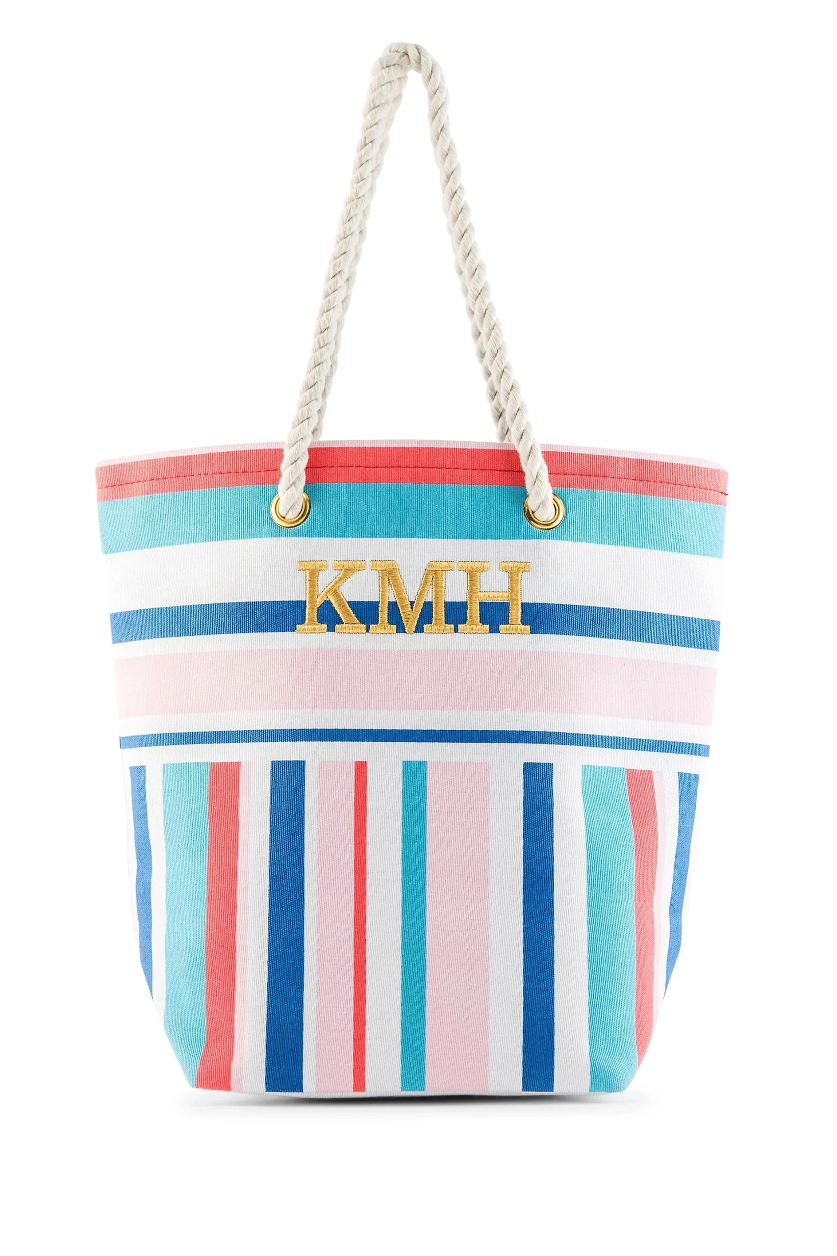Personalized Bright Stripes Canvas Tote