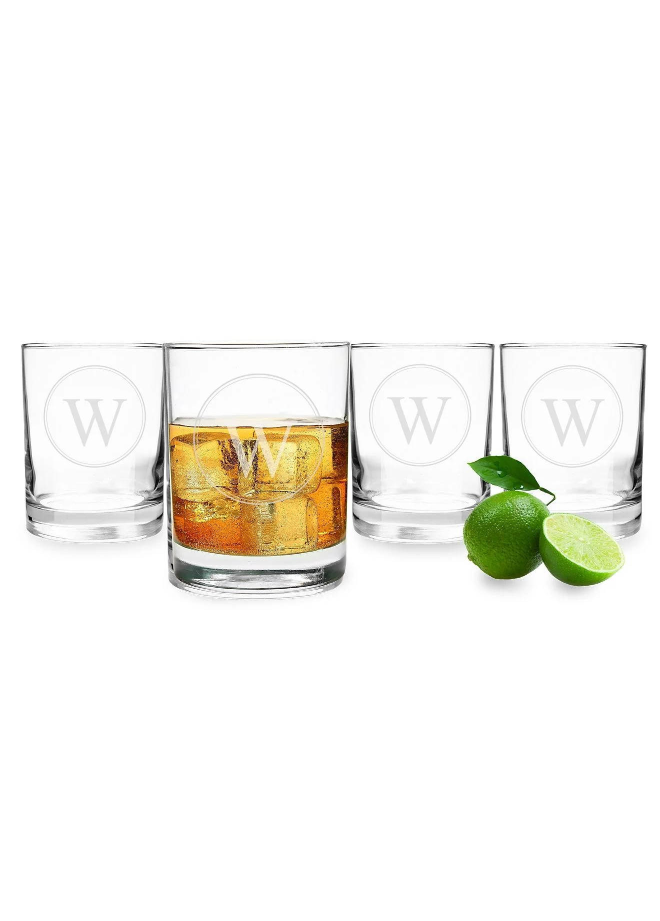 Personalized Circle Initial Drinking Glasses Set/4