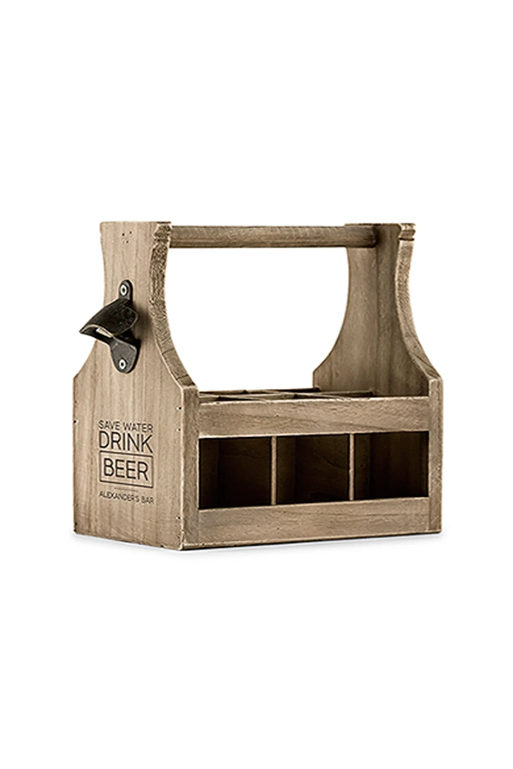 Personalized Drink Beer Wood Beer Caddy and Opener