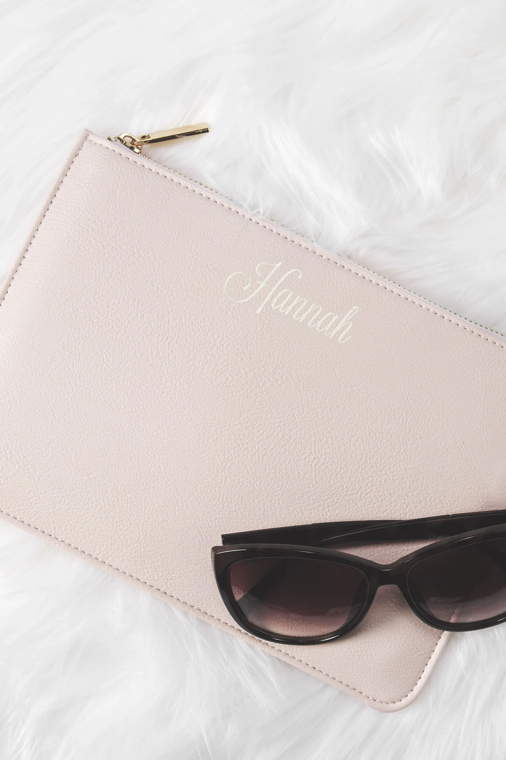 Personalized Embroidered Vegan Leather Clutch