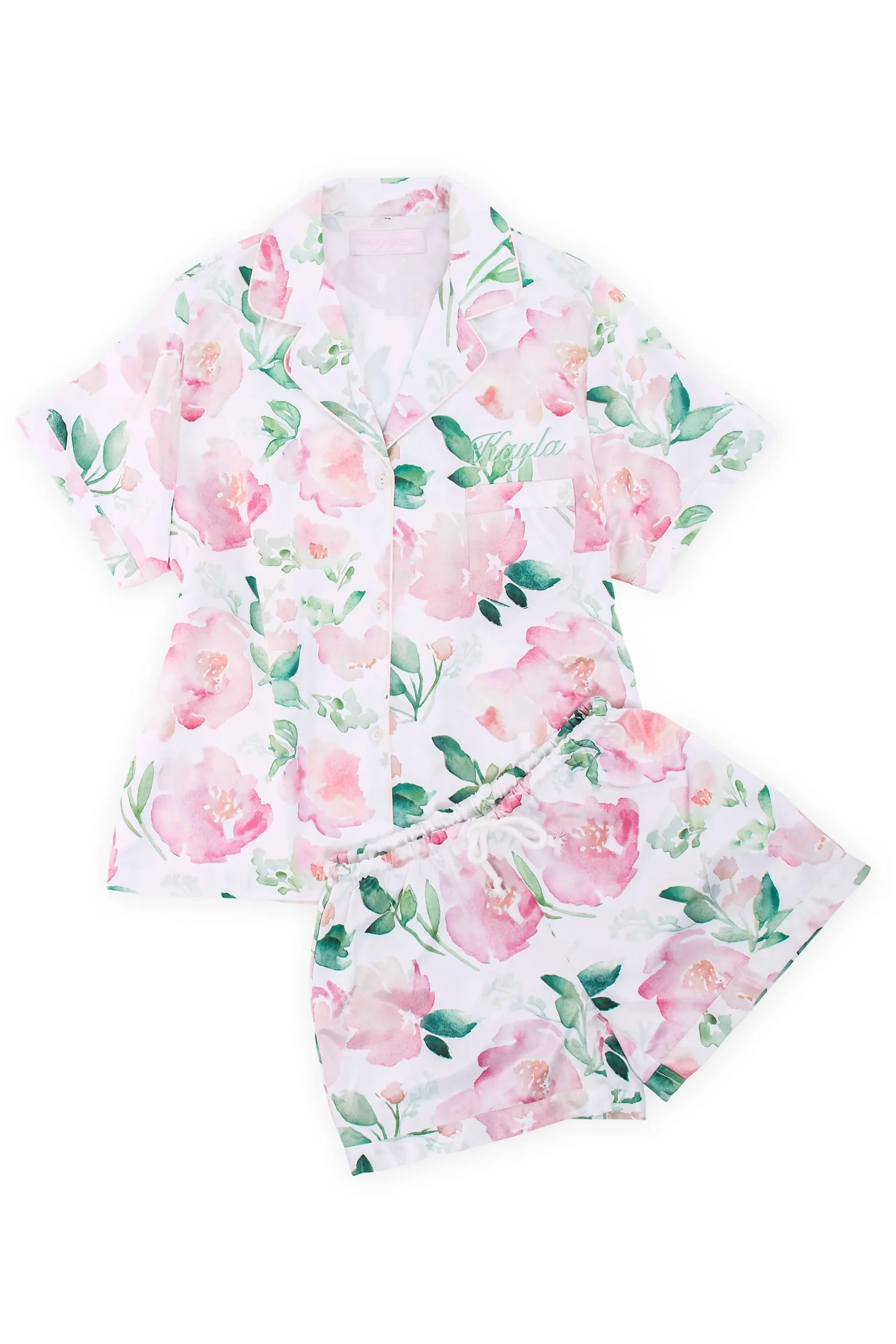 Personalized Floral Satin Pajama Sleep Set