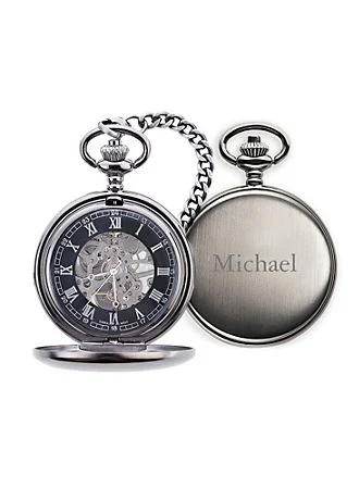 Personalized Gunmetal Mechanical Pocket Watch