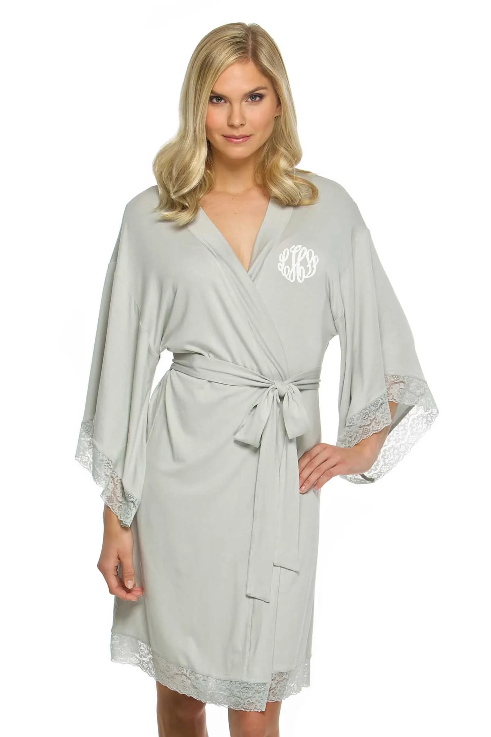 Personalized Jersey Robe with Lace