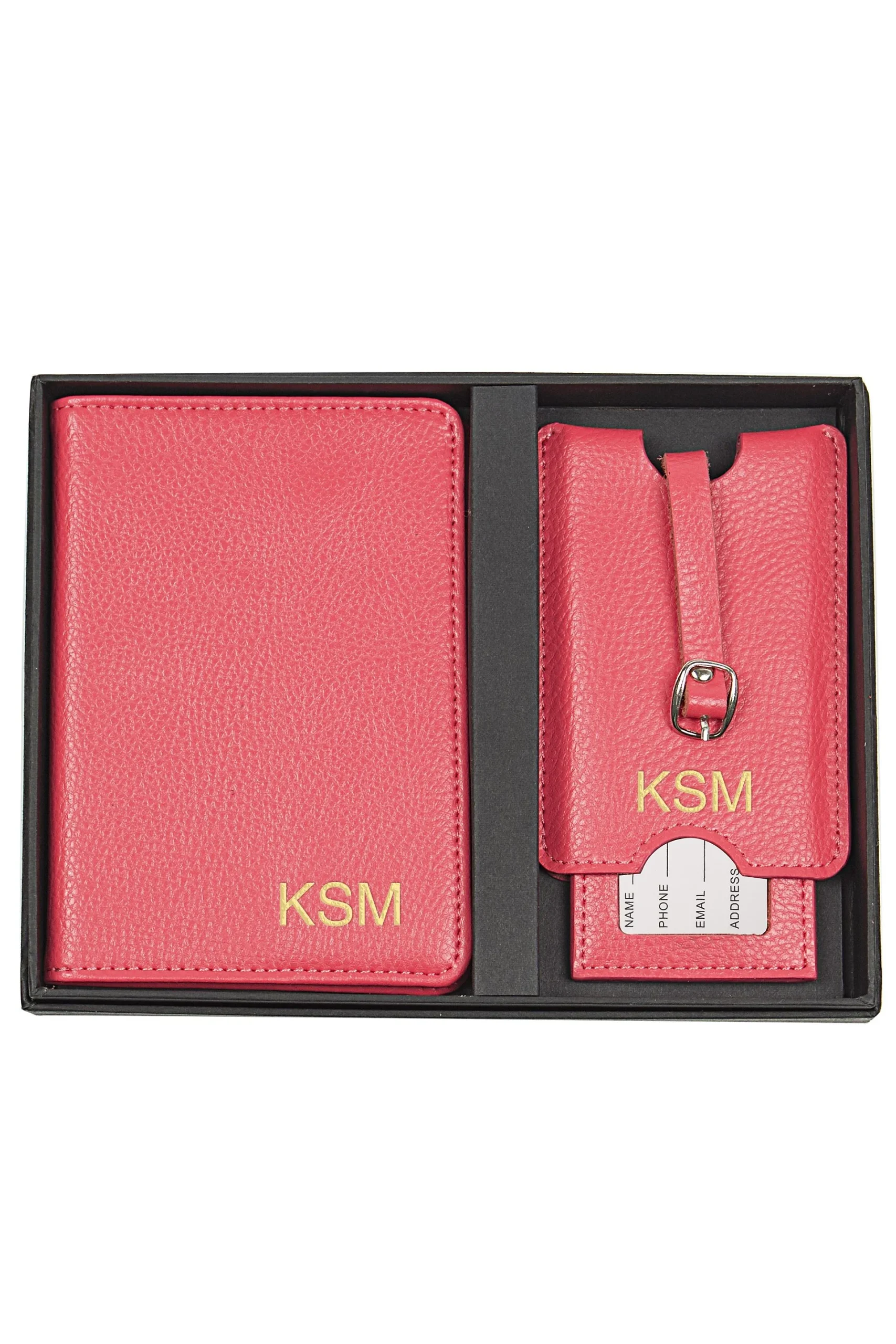 Personalized Leather Passportand Luggage Tag Set