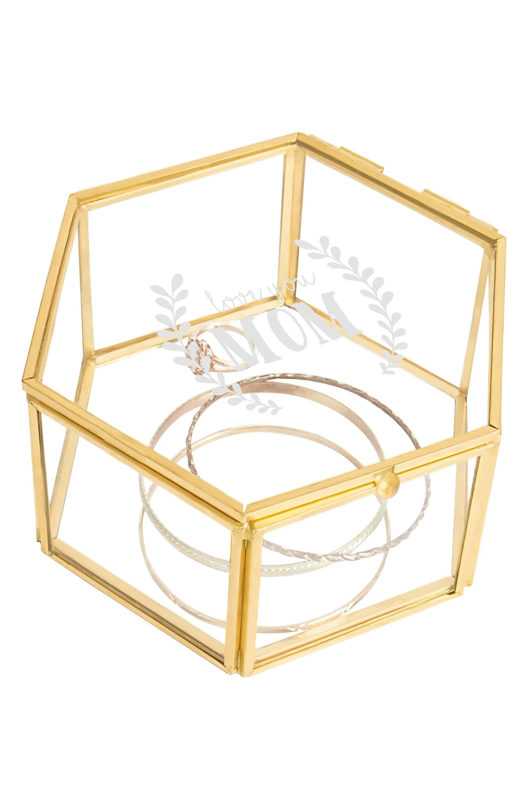 Personalized Love You Mom Gold Jewelry Box