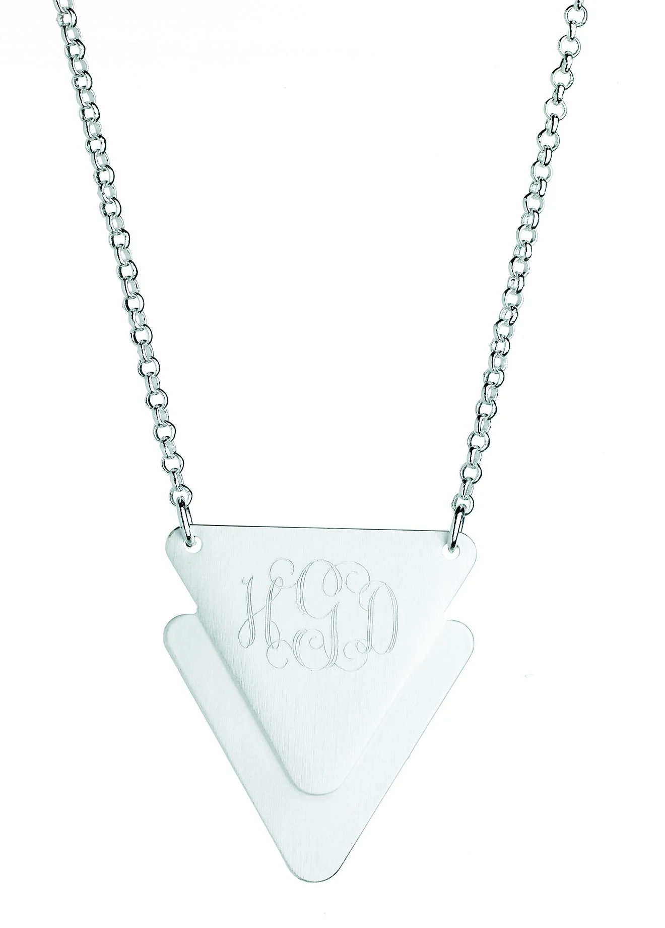 Personalized Matte Triangle Charm Necklace