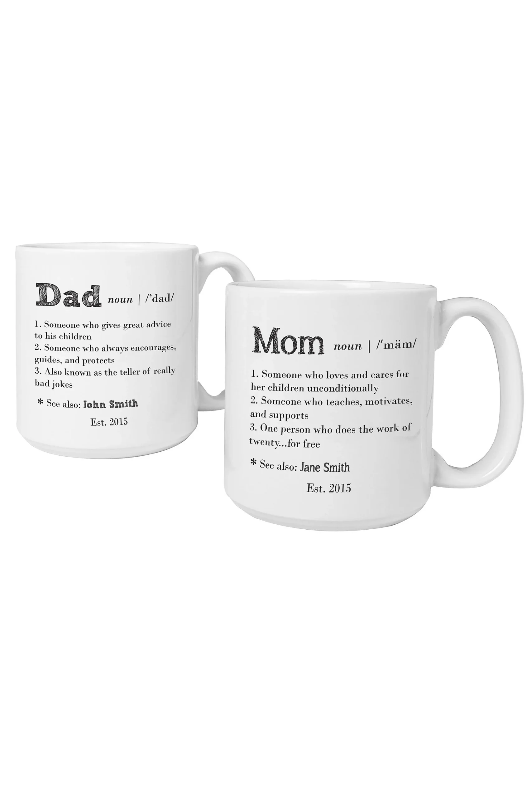 Personalized Parents Large Coffee Mugs Set of 2
