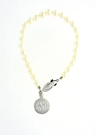 Personalized Pearl and Sterling Silver Bracelet