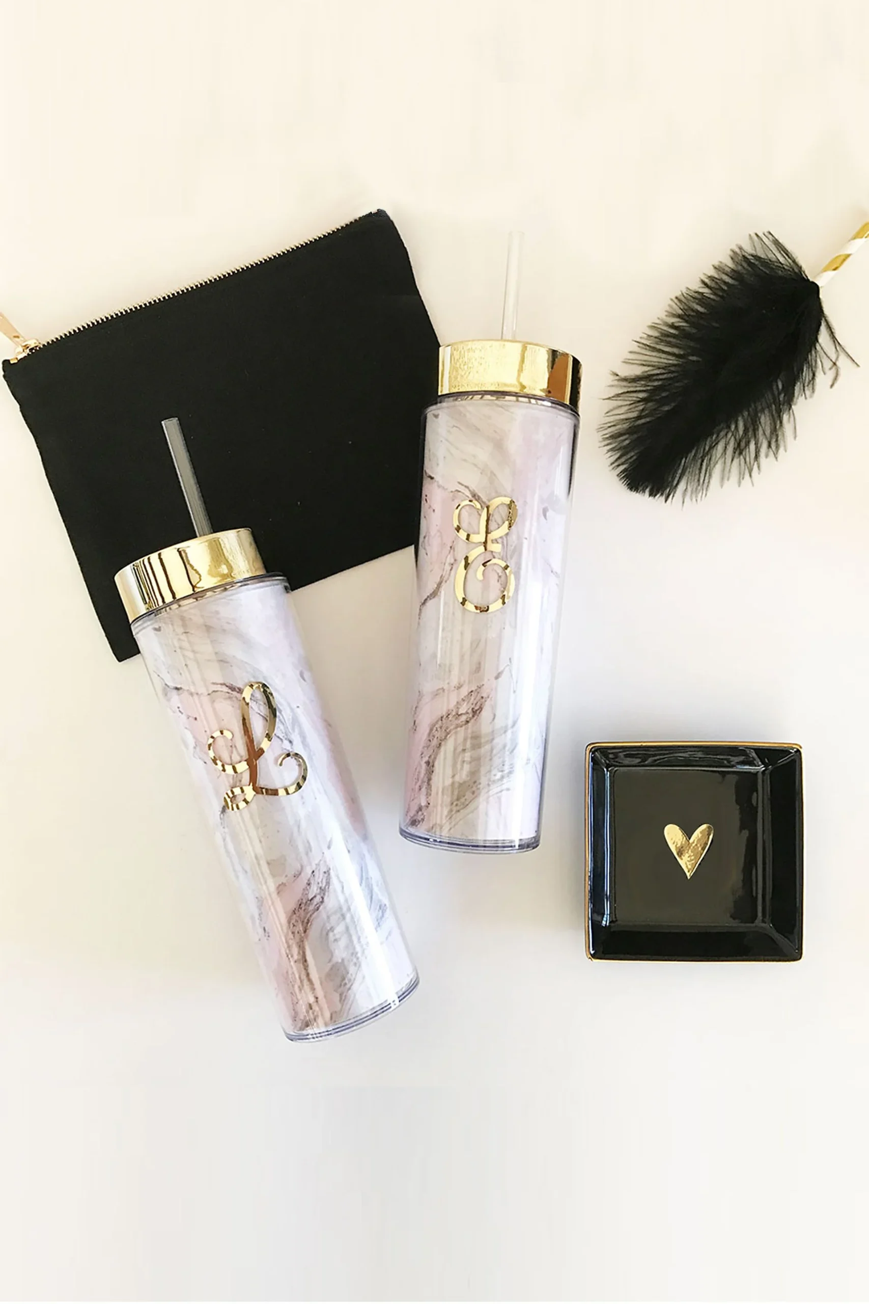Personalized Pink Marble Tumbler