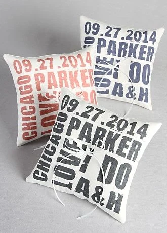 Personalized Printed Canvas Ring Bearer Pillow