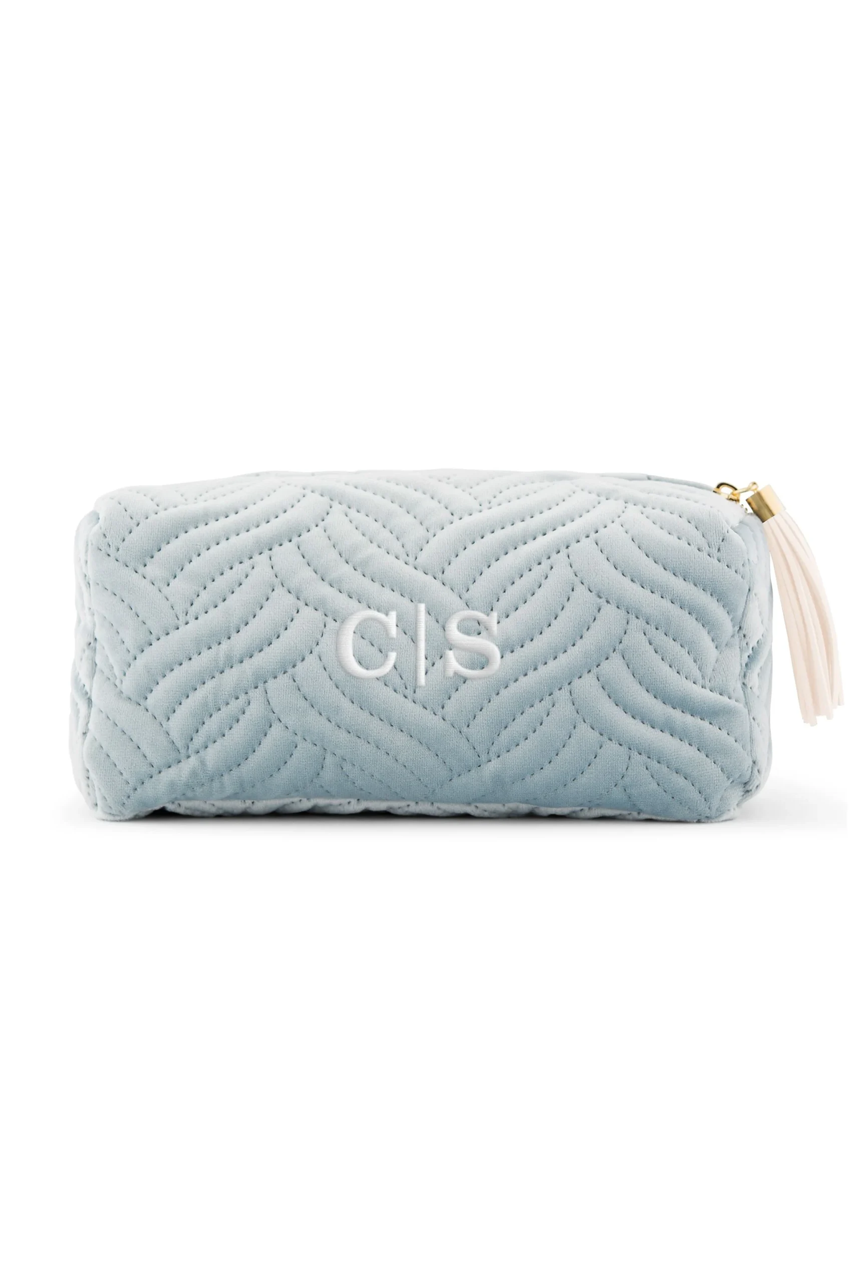 Personalized Quilted Velvet Makeup Bag