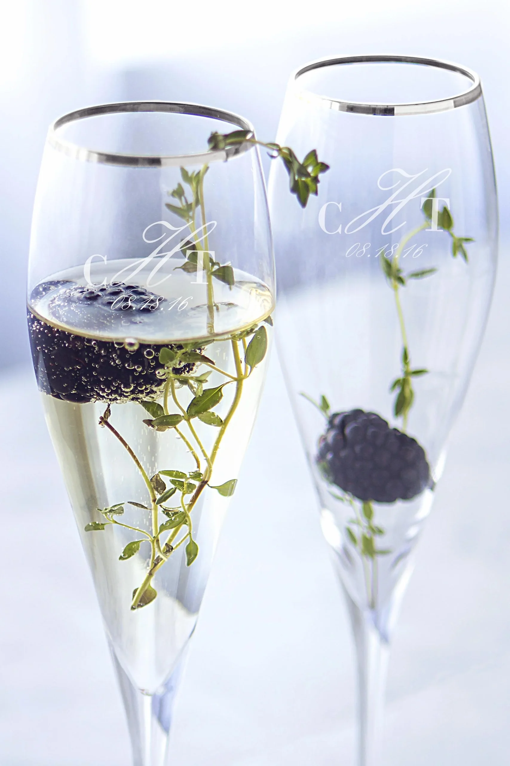 Personalized Rimmed Champagne Flutes Set of 2