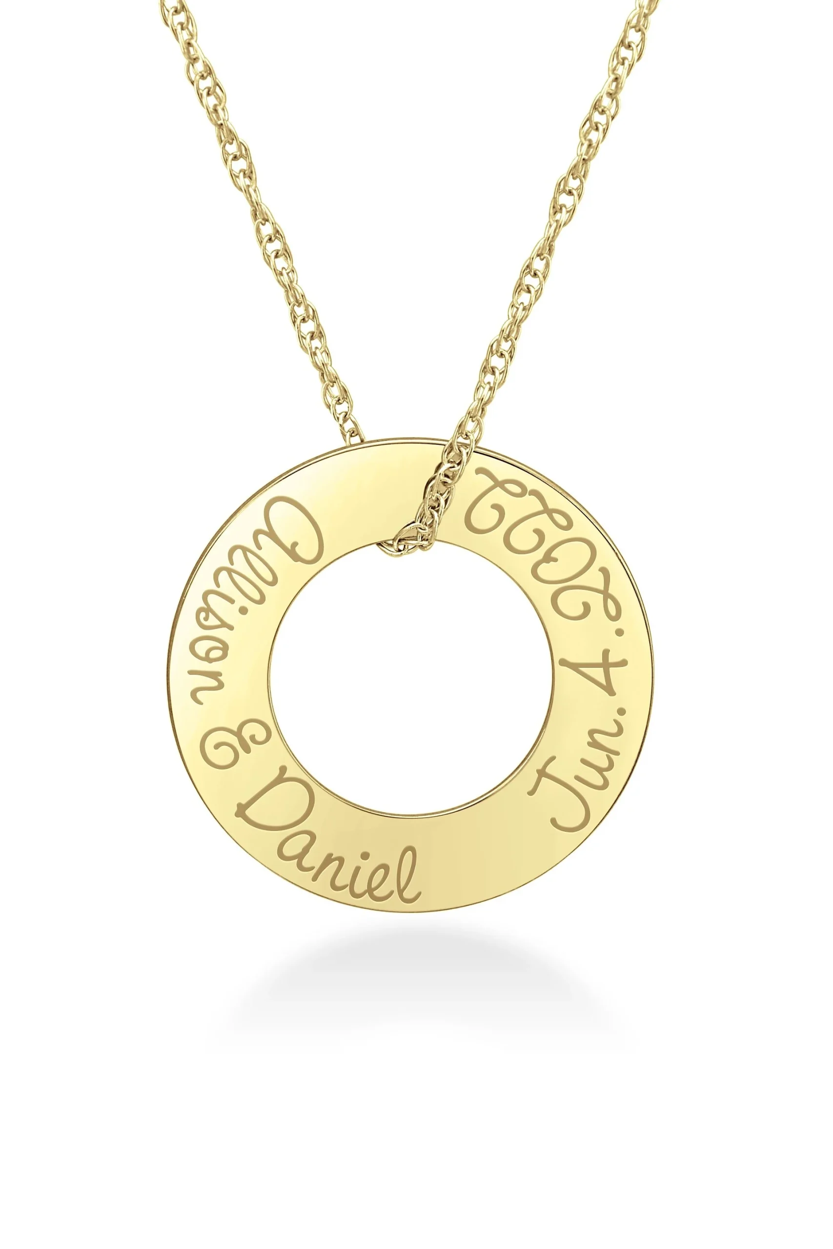 Personalized Ring Necklace with Name and Date
