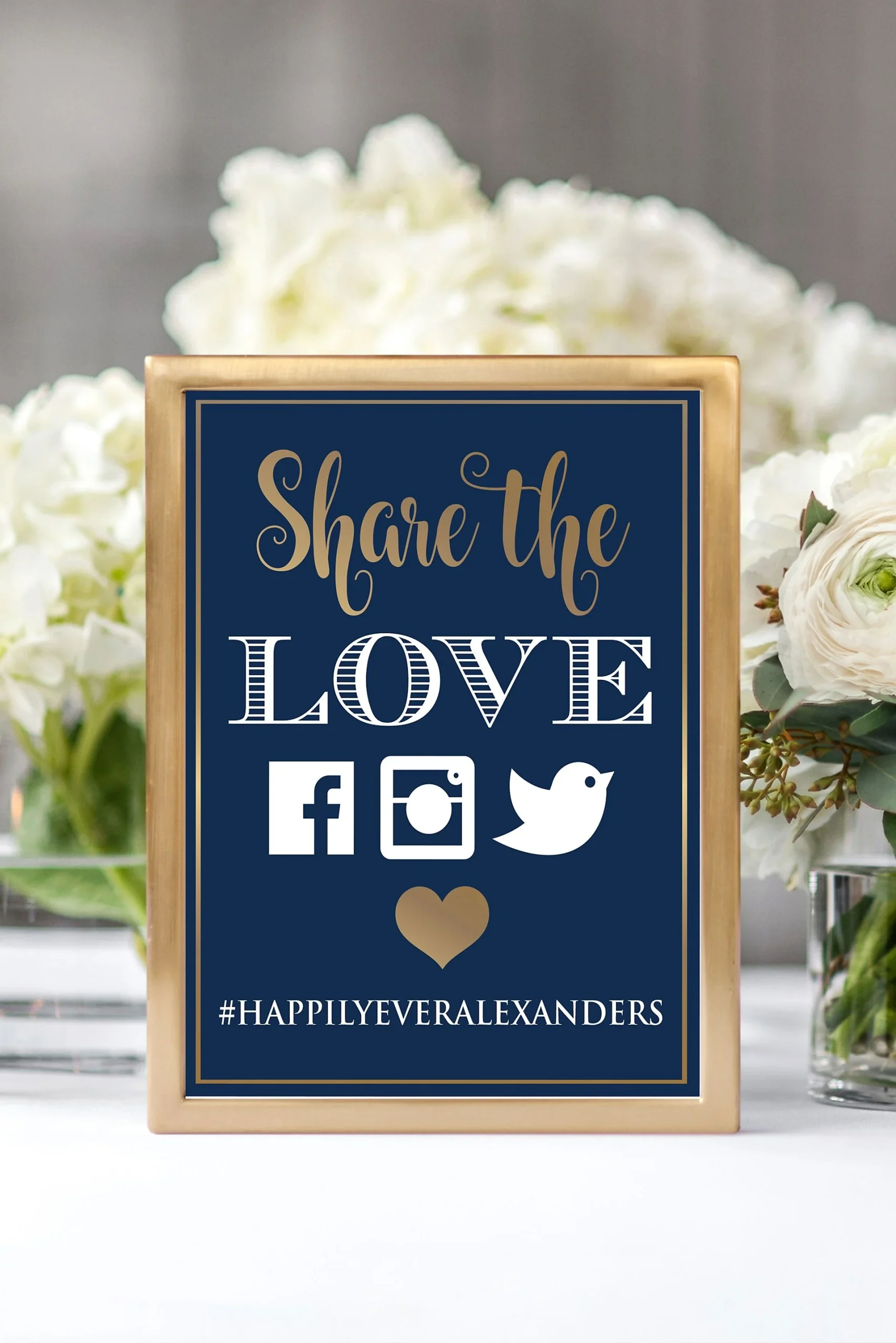 Personalized Share the Love Wedding Hashtag Sign
