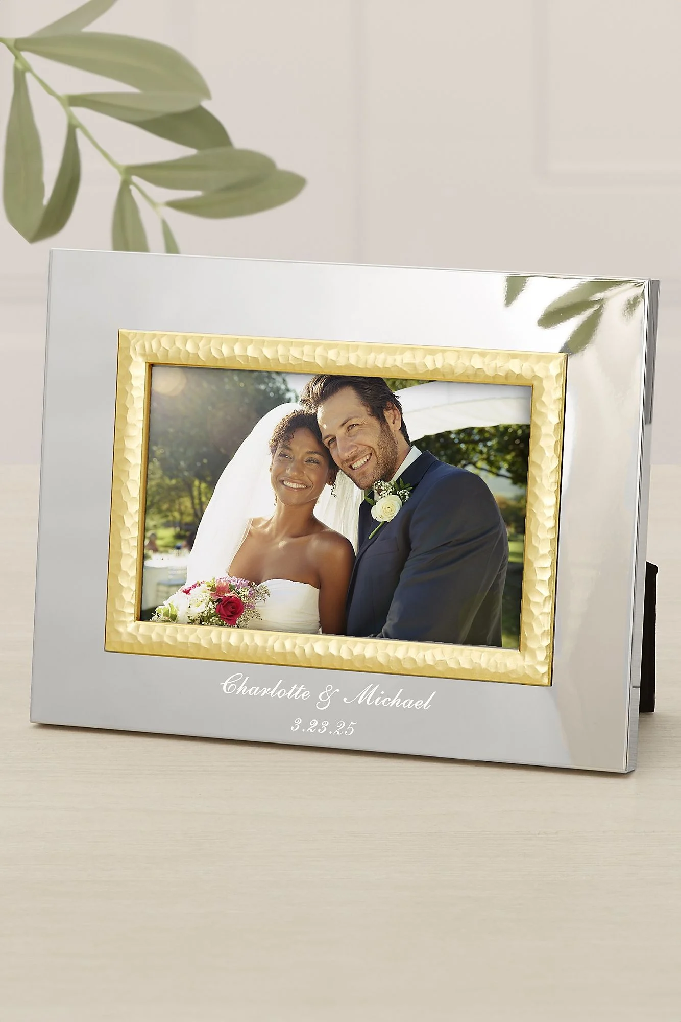 Personalized Silver Gold Hammered Frame - 4 x 6