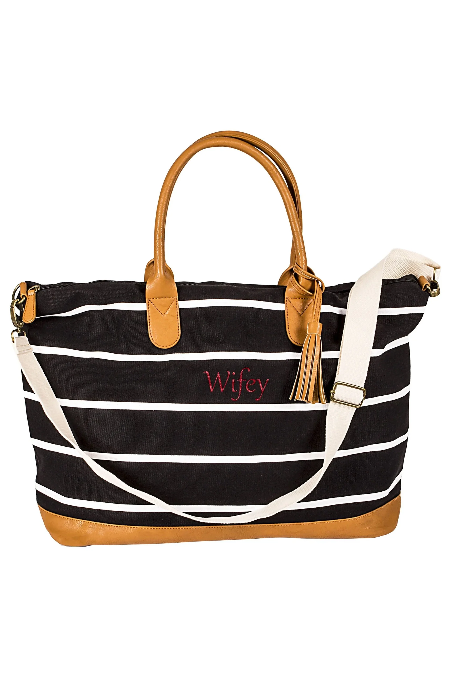 Personalized Striped Canvas Weekender Bag