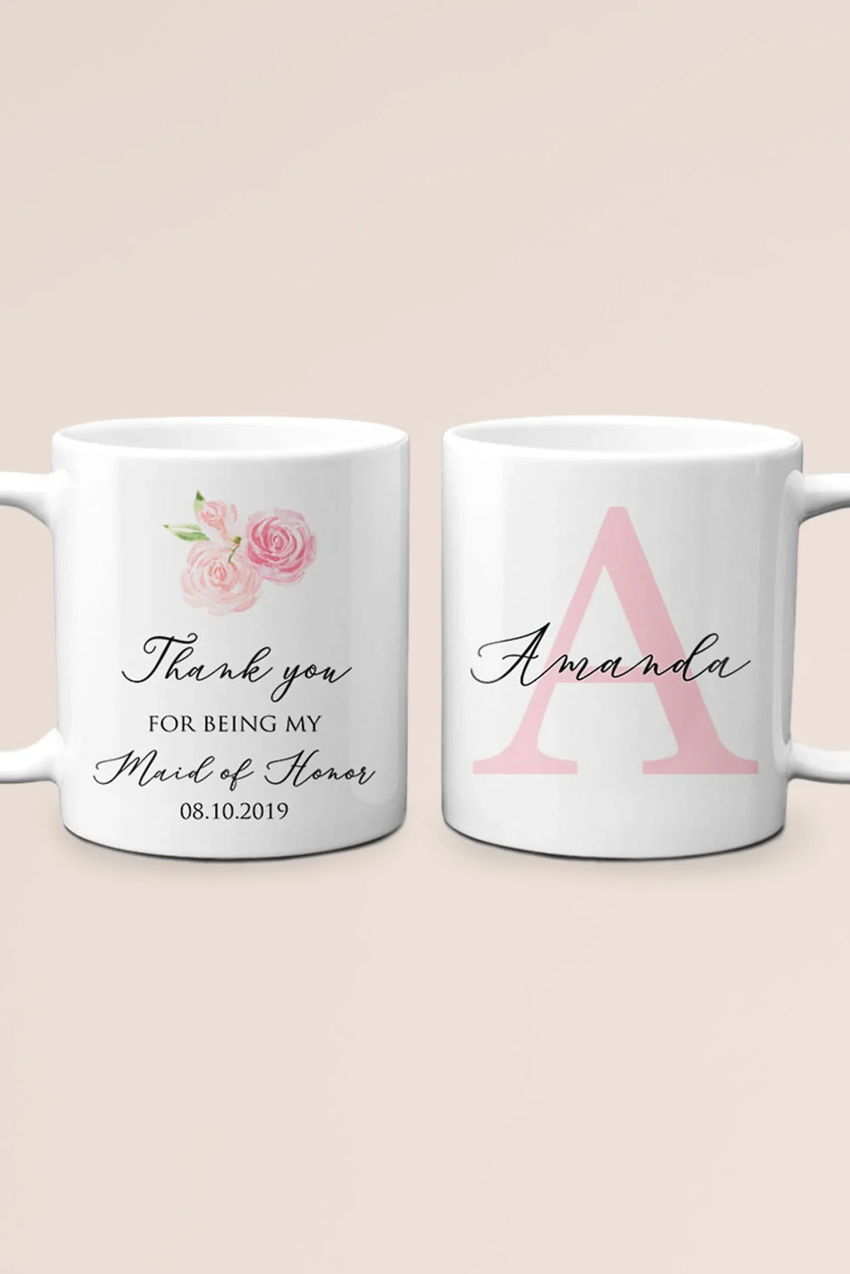 Personalized Thank You Maid of Honor Monogram Mug