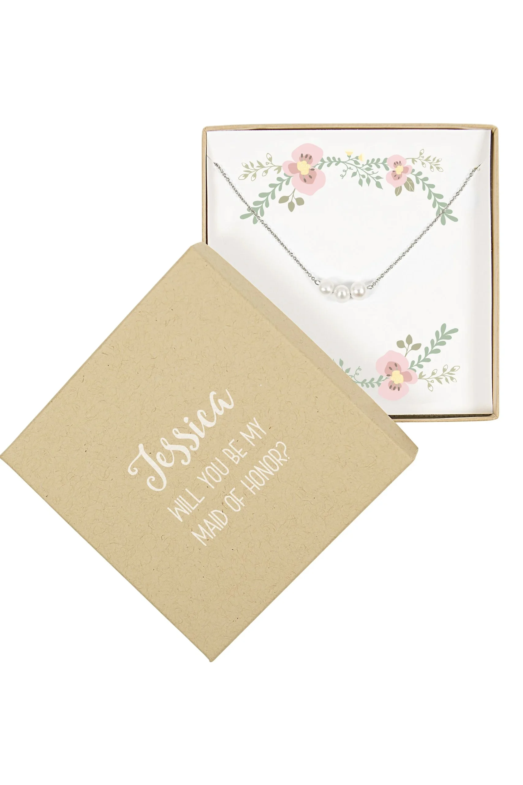 Personalized Three Pearl Necklace