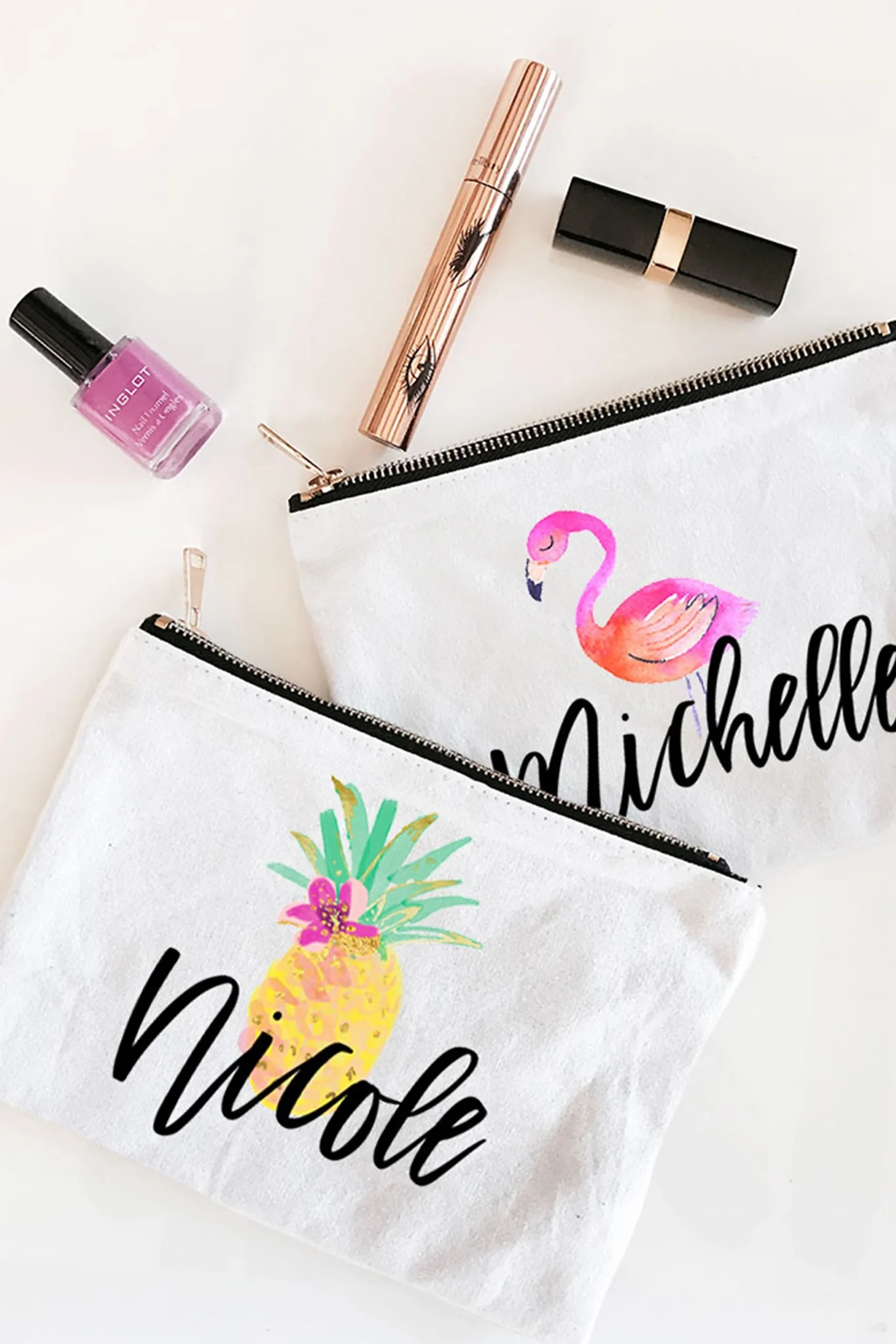 Personalized Tropical Beach Canvas Cosmetic Bags