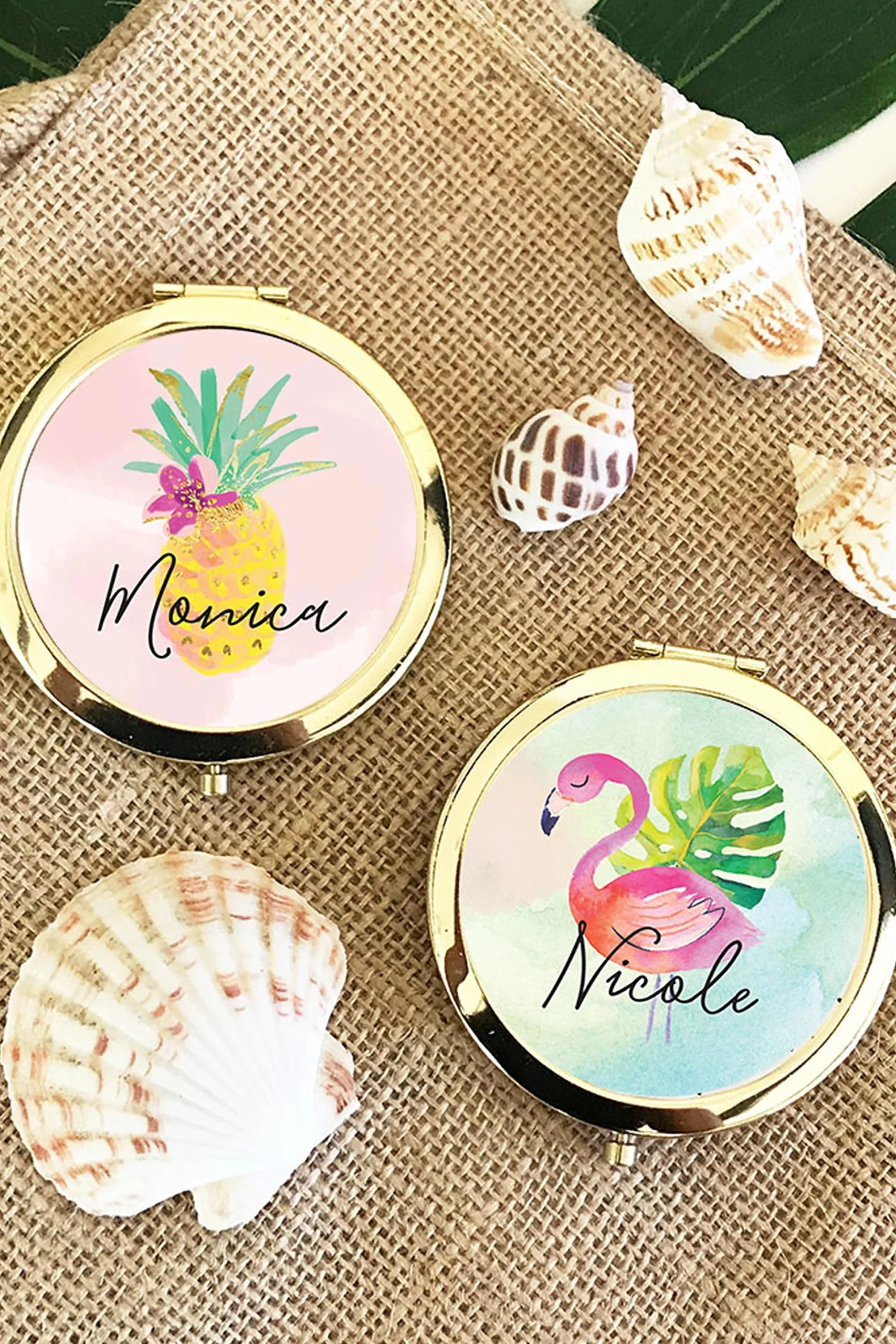 Personalized Tropical Beach Compact Mirrors