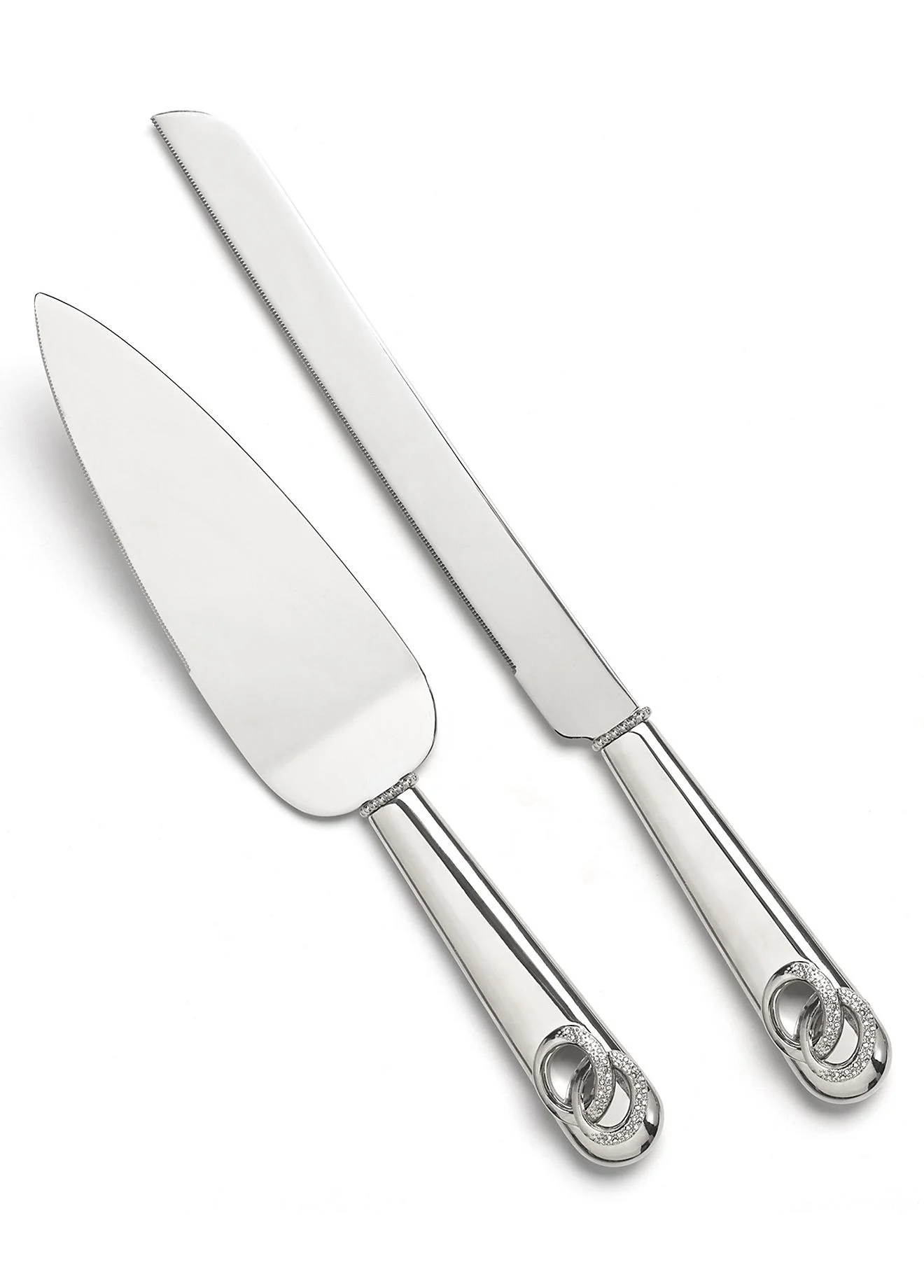 Personalized Two Rings Cake Knife and Server