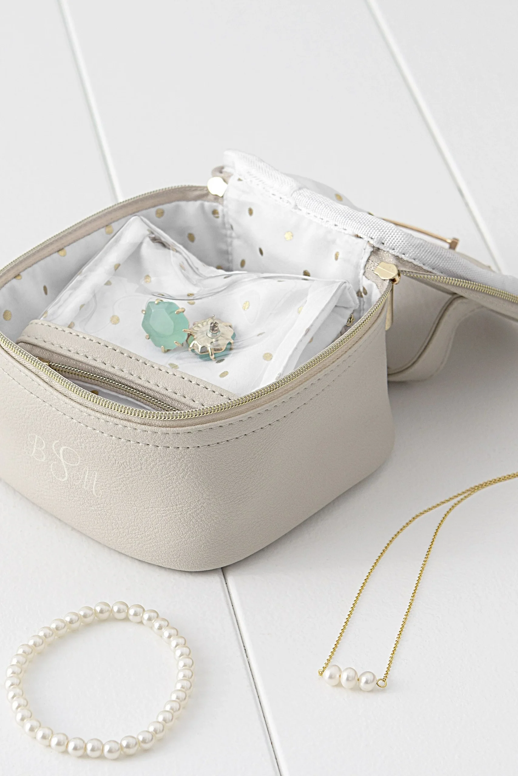 Personalized Vegan Leather Travel Jewelry Case