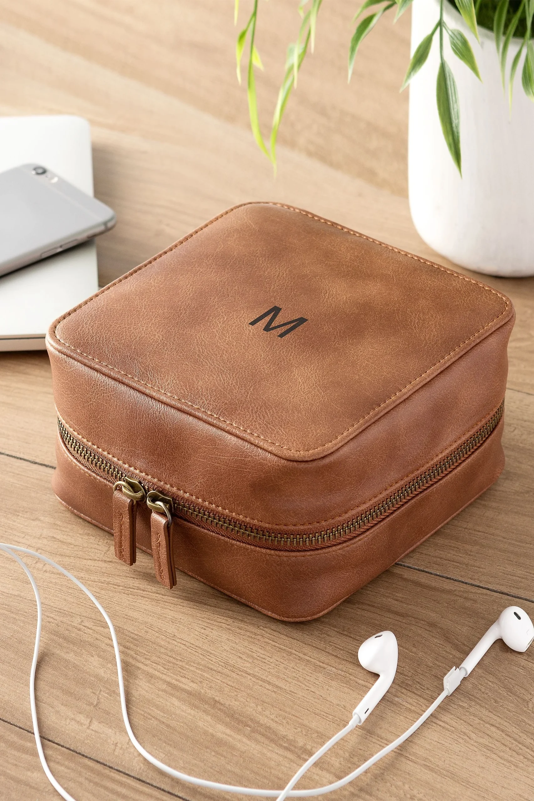 Personalized Vegan Leather Travel Tech Case