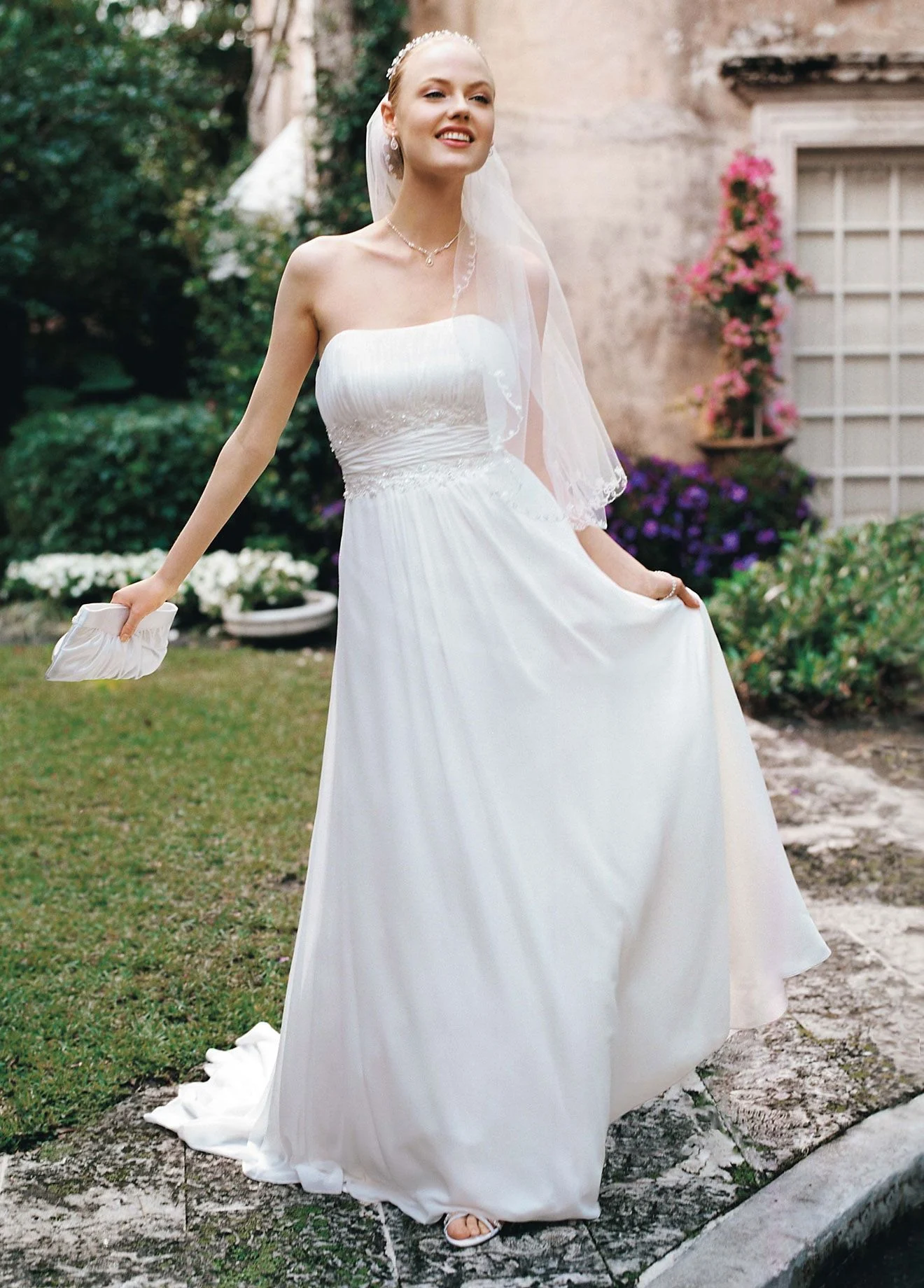 Petite Chiffon A-line with Beaded Lace on Empire