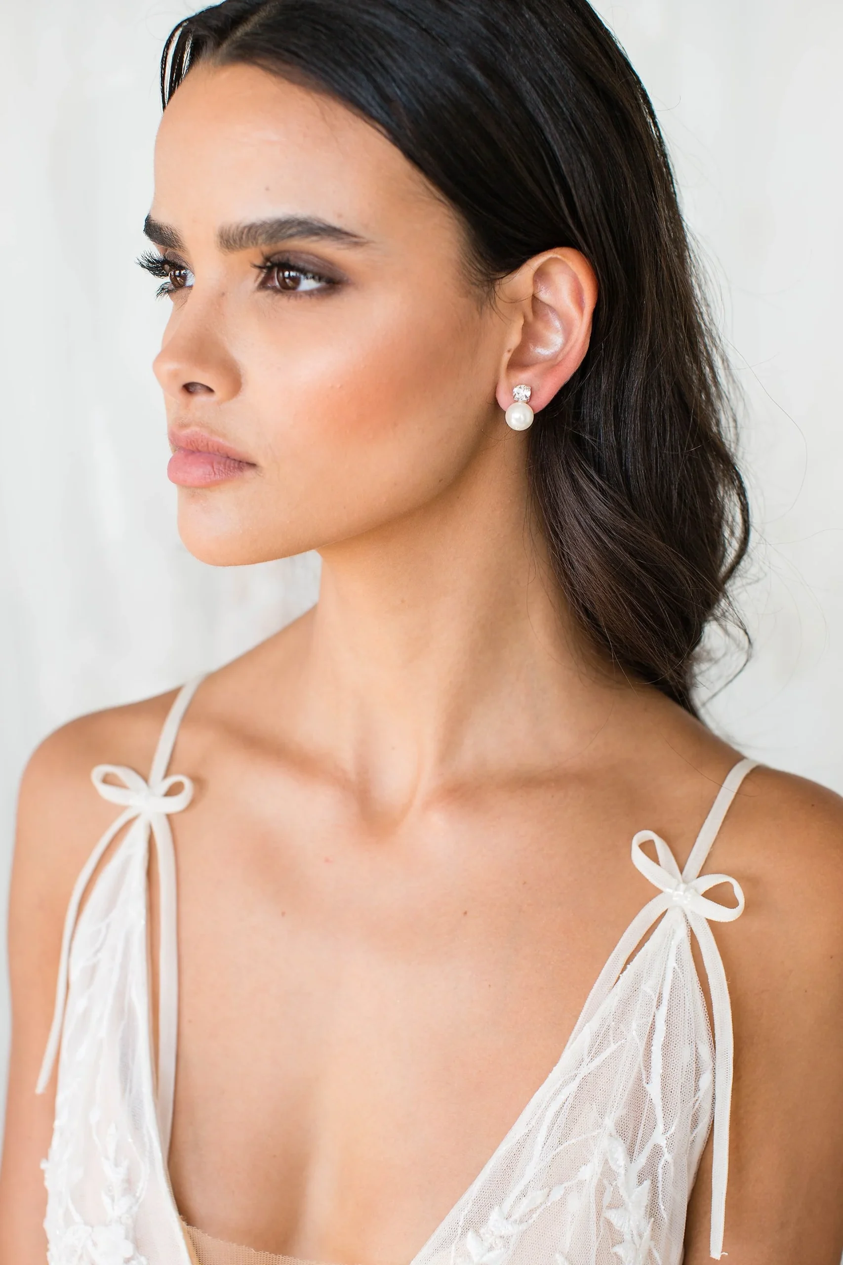 Phoebe Faux Pearl and Crystal Drop Earrings