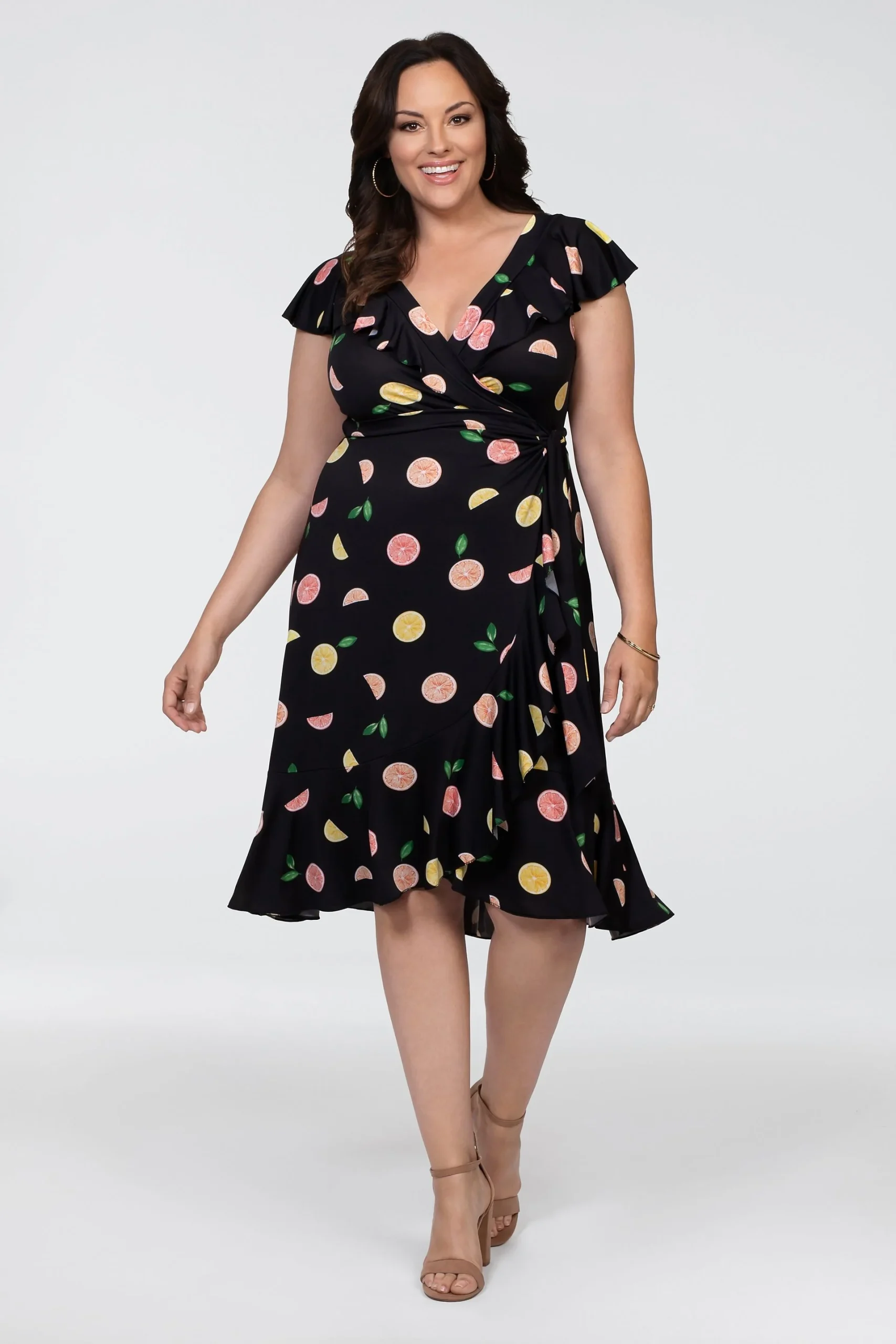 Phoebe Plus Size Flounce Wrap Dress