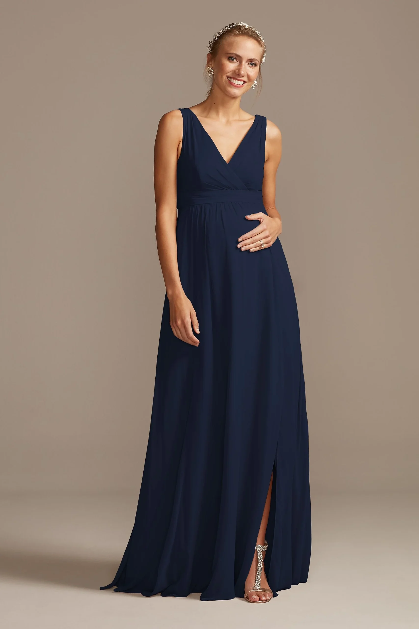 Pleated Tank Chiffon Maternity Dress