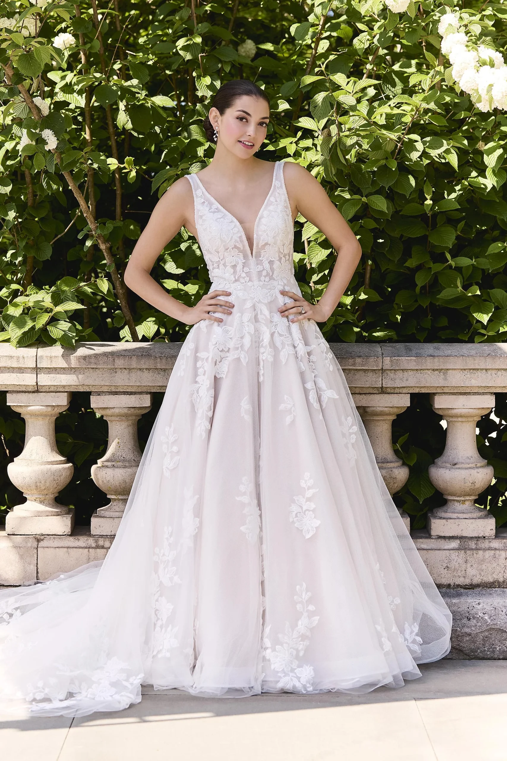 Plunging Tank Tulle Ball Gown Wedding Dress
