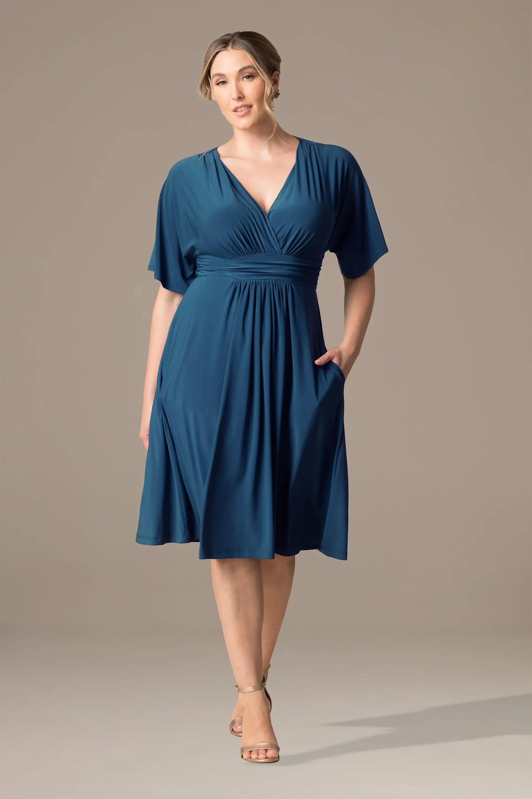 Plus Size Gia A-Line Midi Dress with Pockets