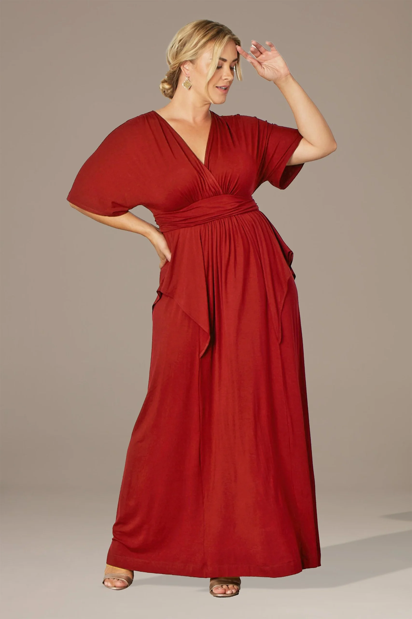 Plus Size Indie Flair V-Neck Maxi Dress