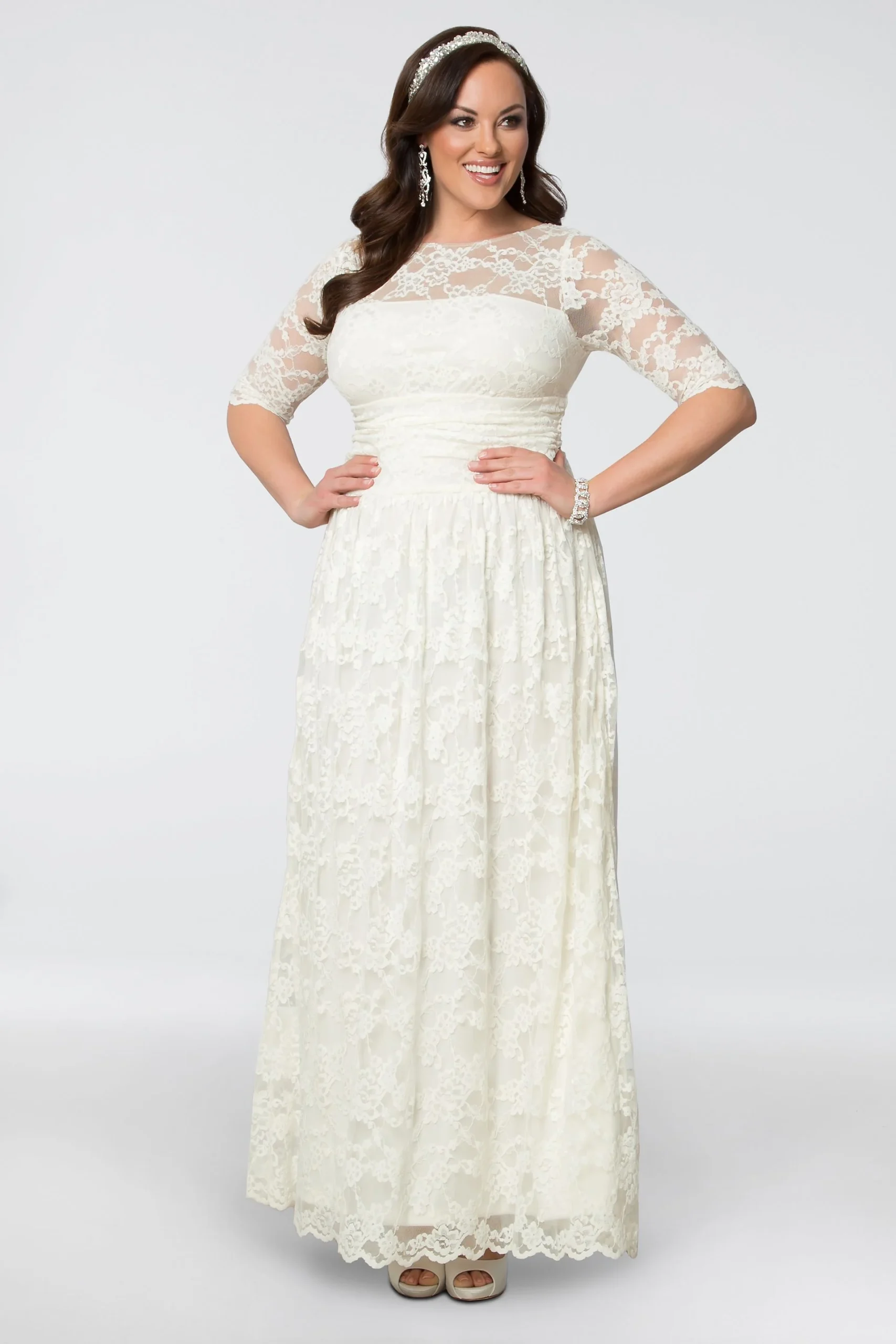 Plus Size Lace Illusion Wedding Gown