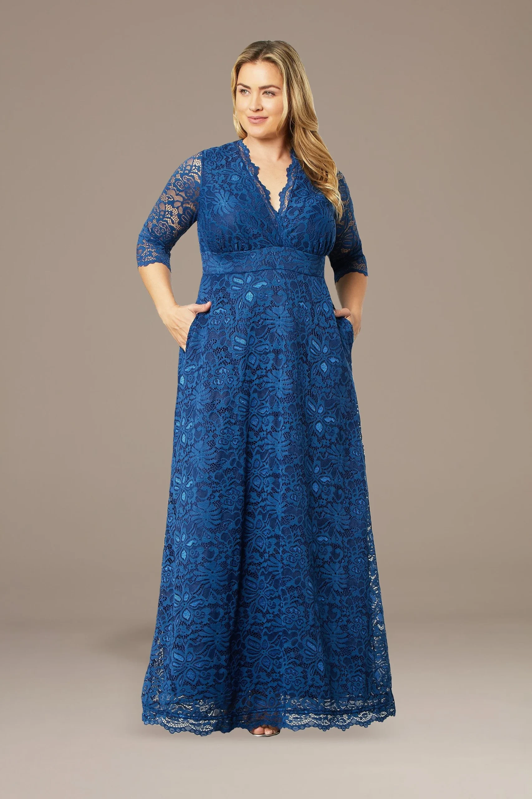 Plus Size Maria Lace A-Line Dress with Pockets
