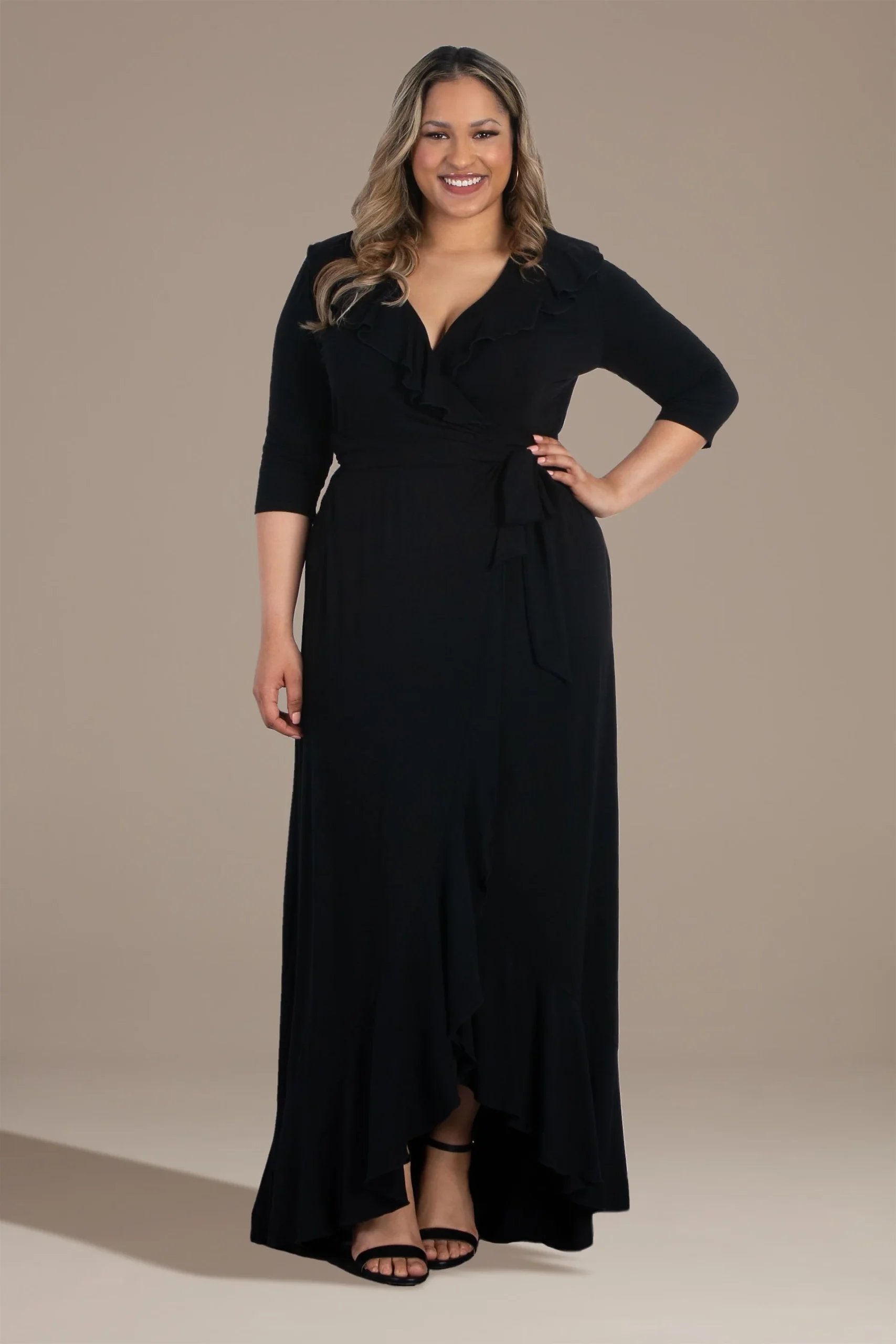 Plus Size Maritime Maxi Wrap Dress