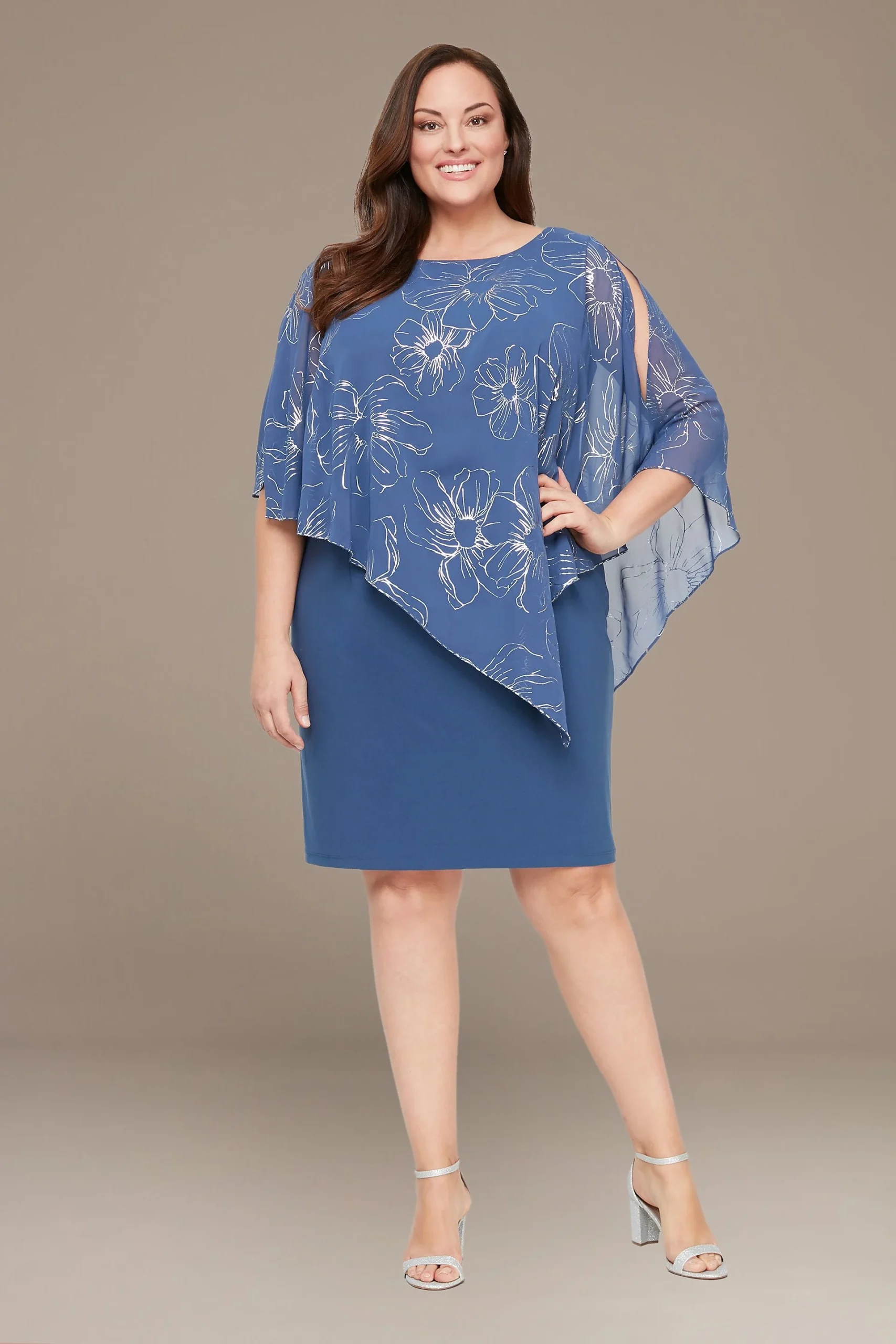 Plus Size Tank Dress with Asymmetrical Capelet