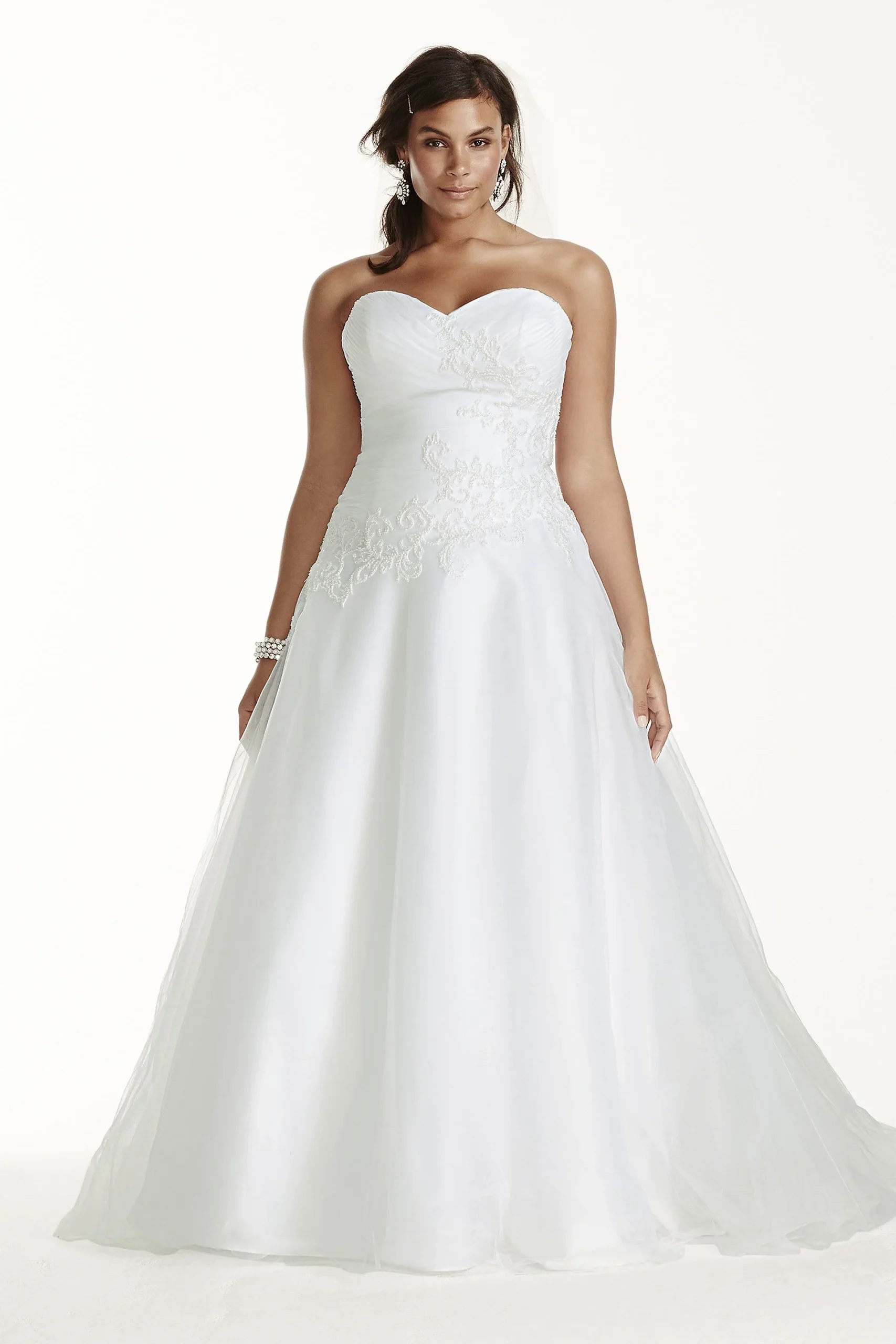 Plus Size Tulle Wedding Dress Lace Applique
