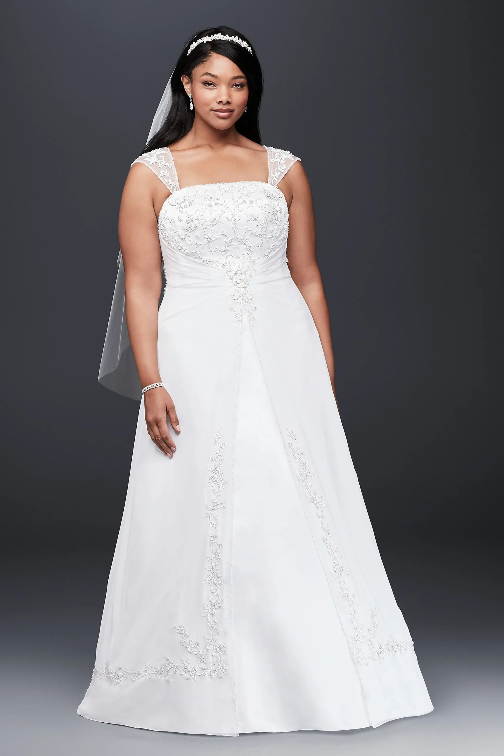 Plus Size Wedding Dress with Cap Sleeves