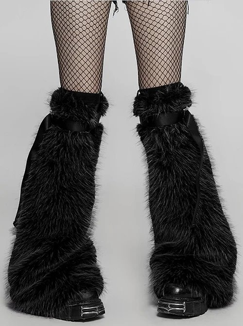 Plush Fashion Black Cool Punk Detachable Strap Personalized Hot Girl Sock Leg Cover
