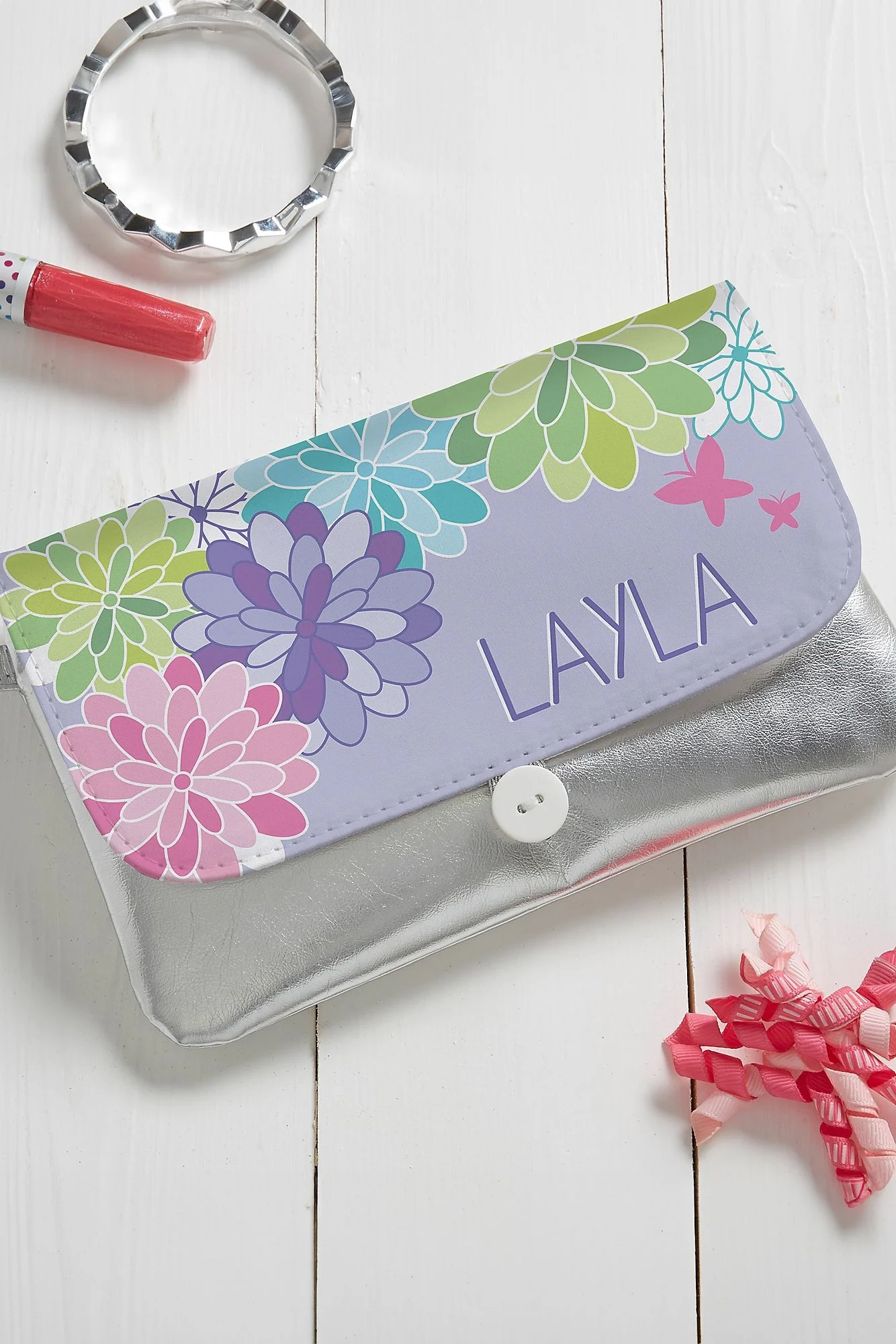 Precious Flower Personalized Wristlet