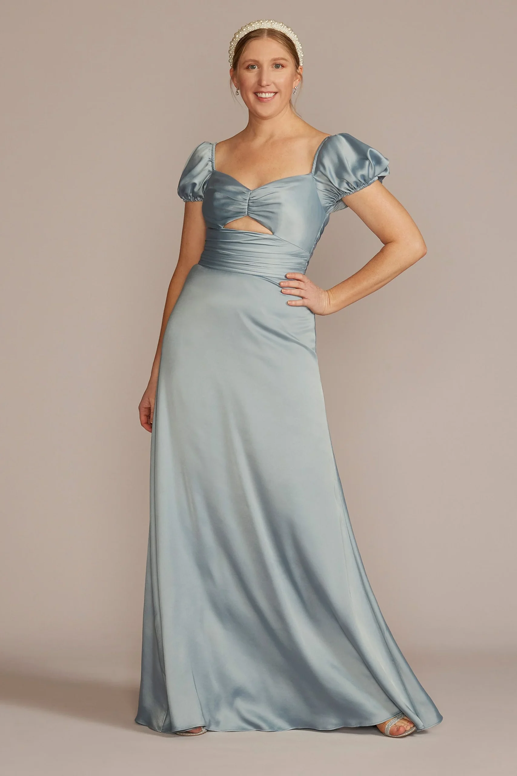 Puff Sleeve Satin Gown
