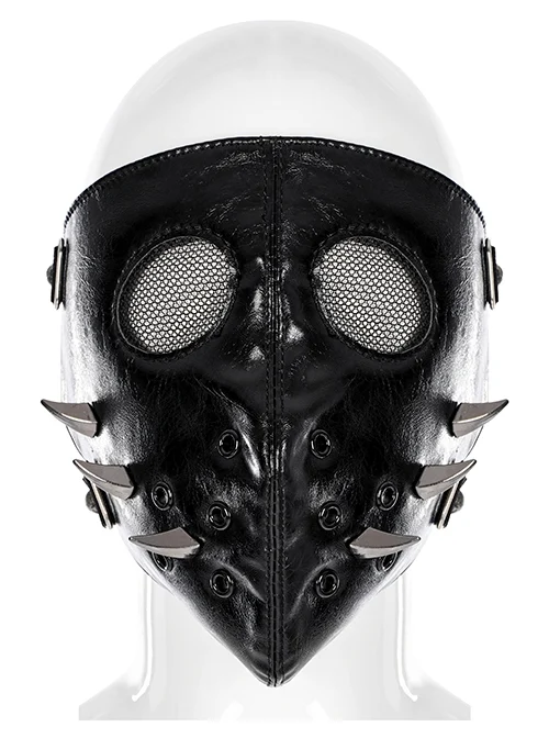 Punk Black Personality Gauze Openwork Rivet Decoration Breathable Adjustable Masks Male