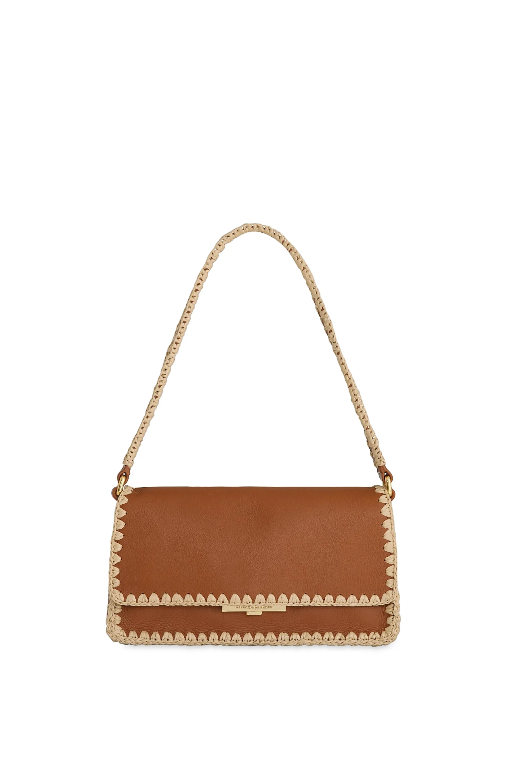 Rebecca Minkoff BERKLEY FLAP SHOULDER W/ RAFFIA TRIM