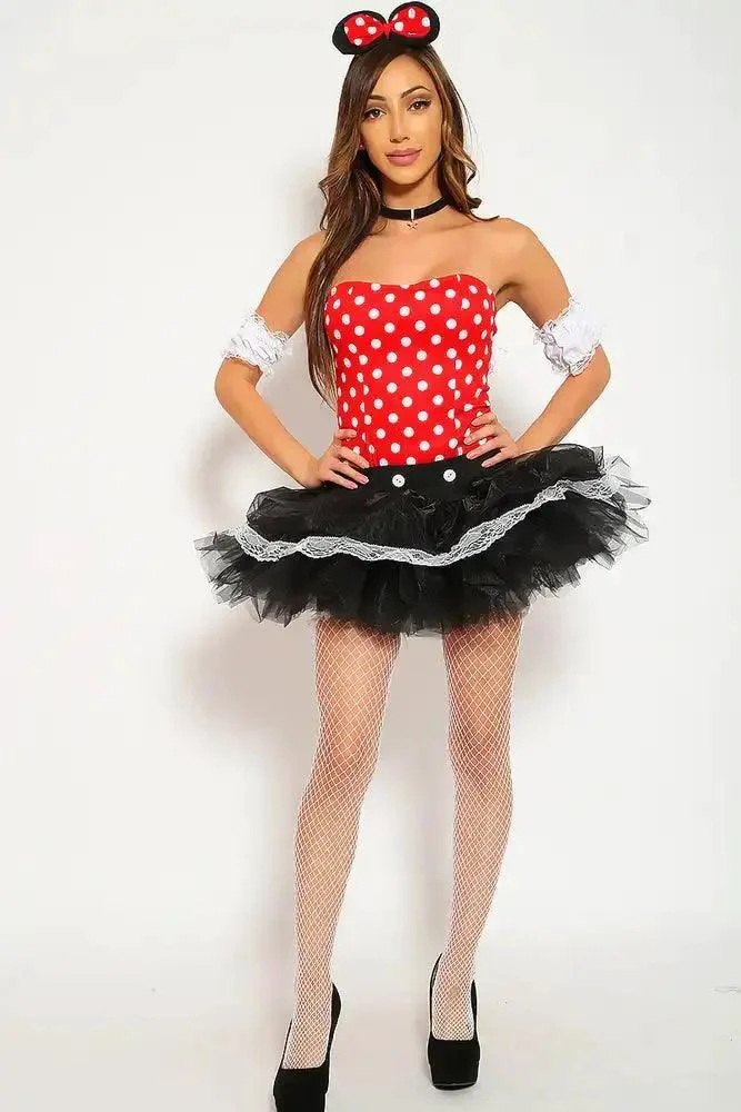 Red Black White Sexy Mouse Costume