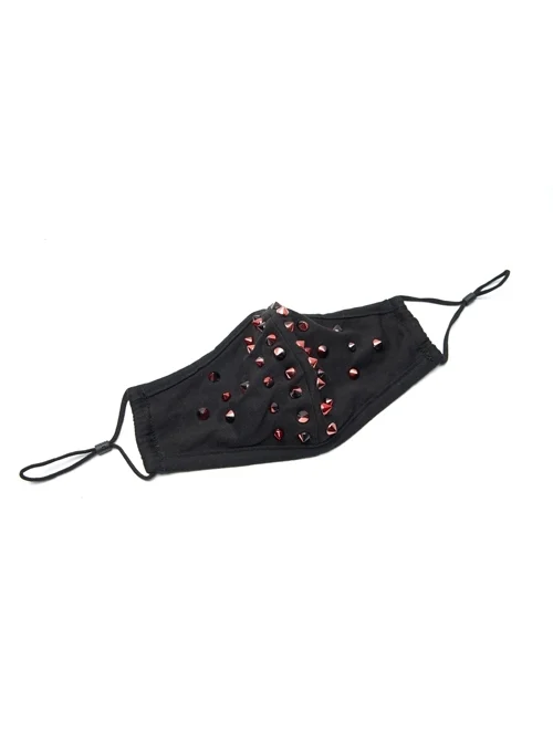 Red Laser Rivets Splice Breathable Mesh Black Punk Mask