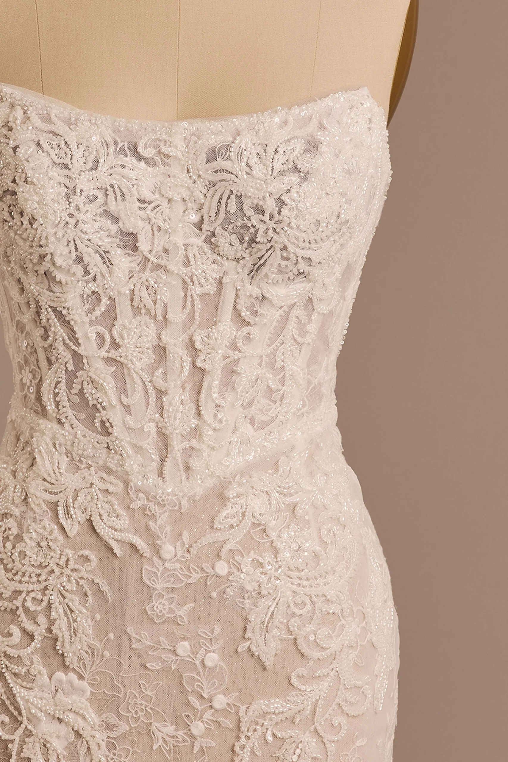 Removable Sleeve Appliqued Mermaid Wedding Dress